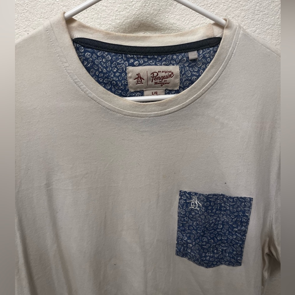 White T Shirt - Penguin, Men’s Large